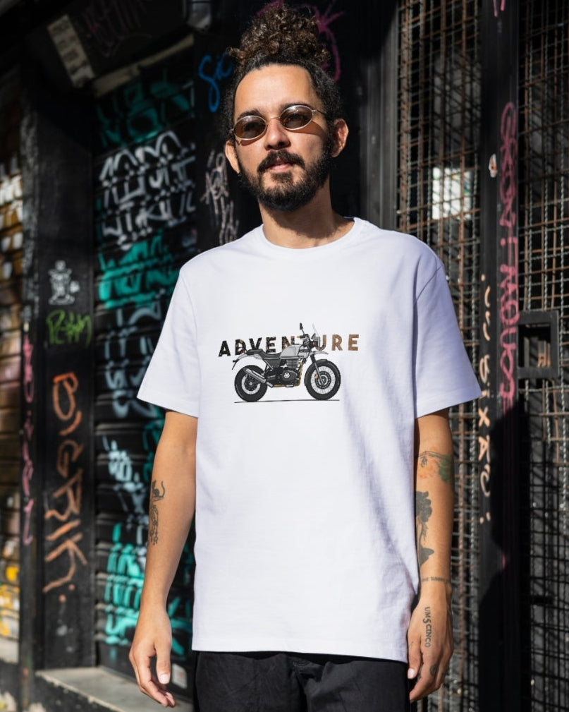 Crank & Collar “Adventure? Just One More Puncture” Bike T-Shirt | Motorcycle Touring Tee