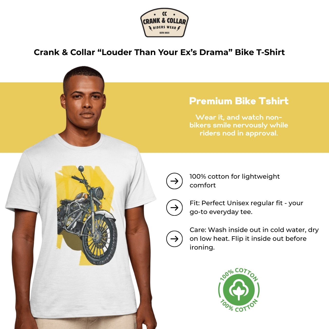 Crank & Collar “Louder Than Your Ex’s Drama” Bike T-Shirt | Biker Graphic Tee