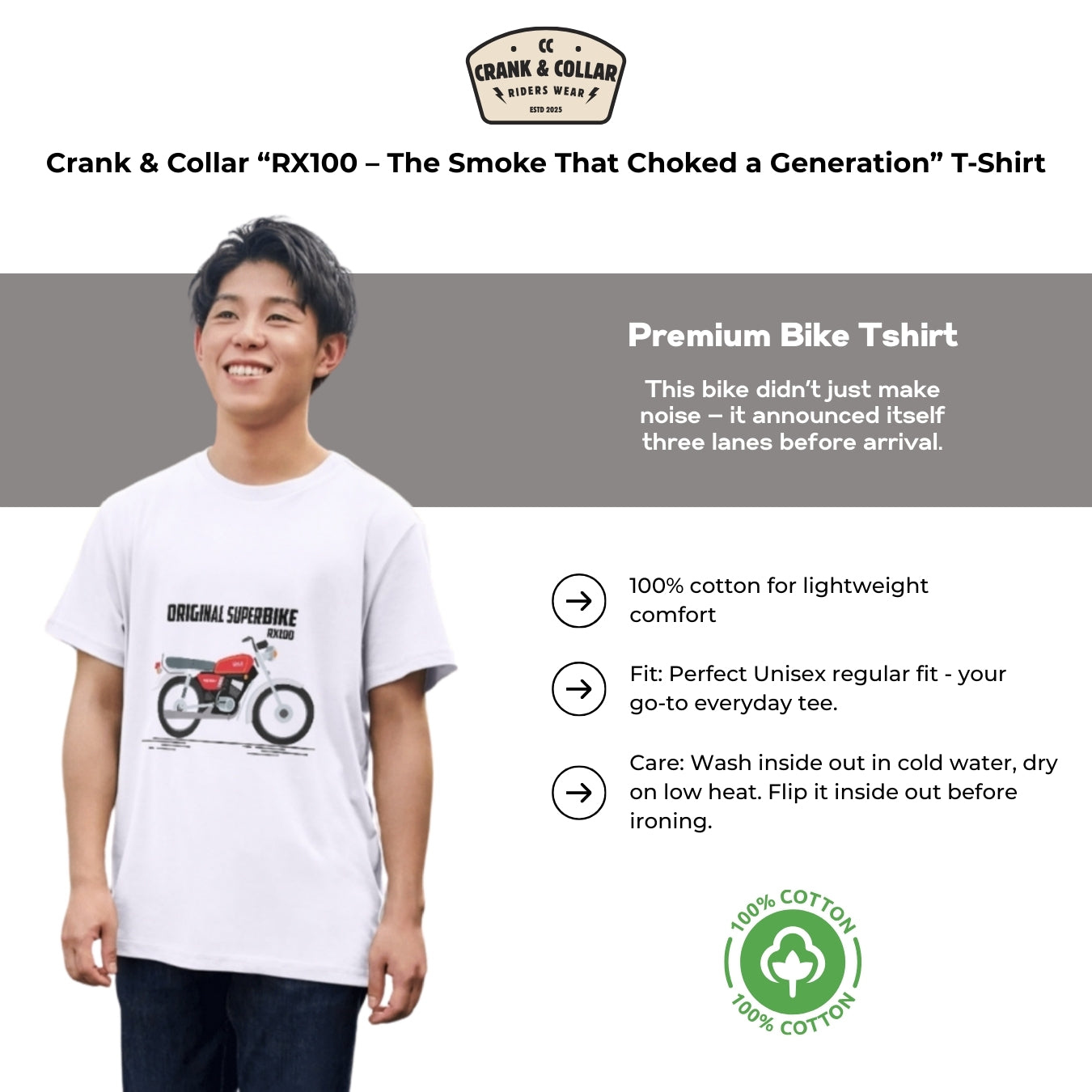Crank & Collar “RX100 – The Smoke That Choked a Generation” T-Shirt