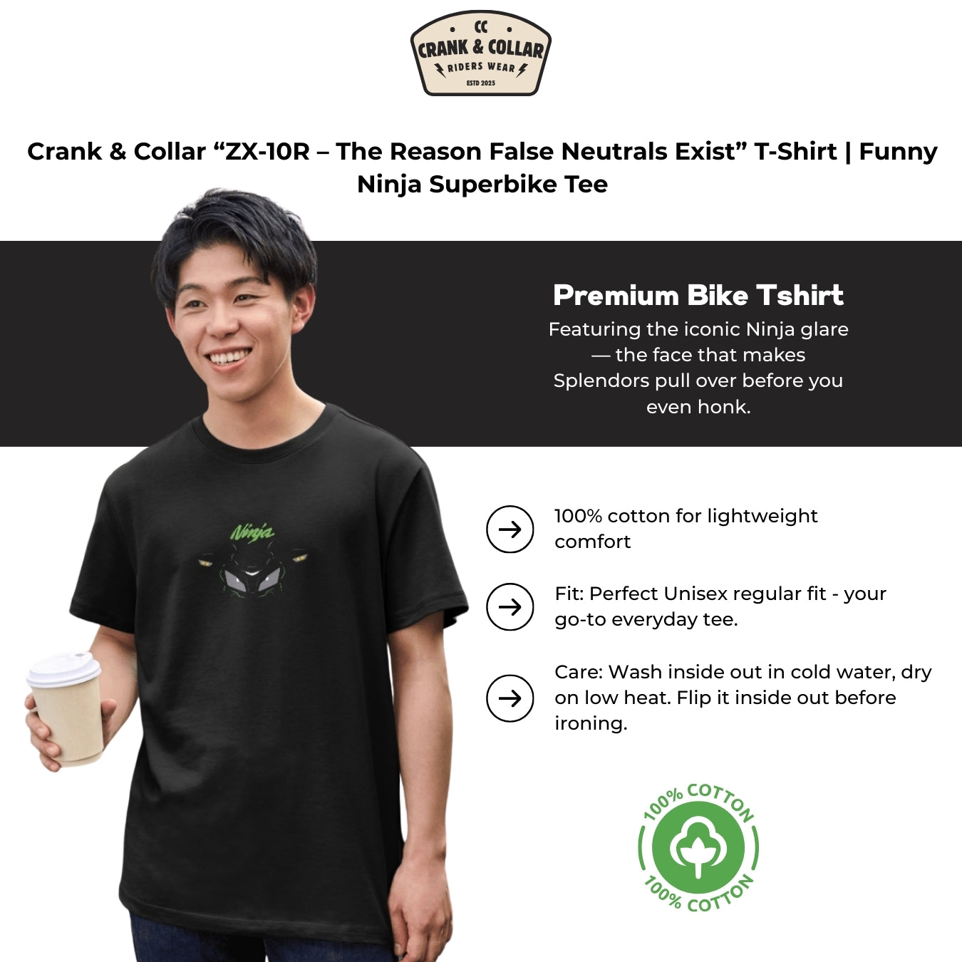 Crank & Collar “ZX-10R – The Reason False Neutrals Exist” T-Shirt | Ninja Superbike Tee
